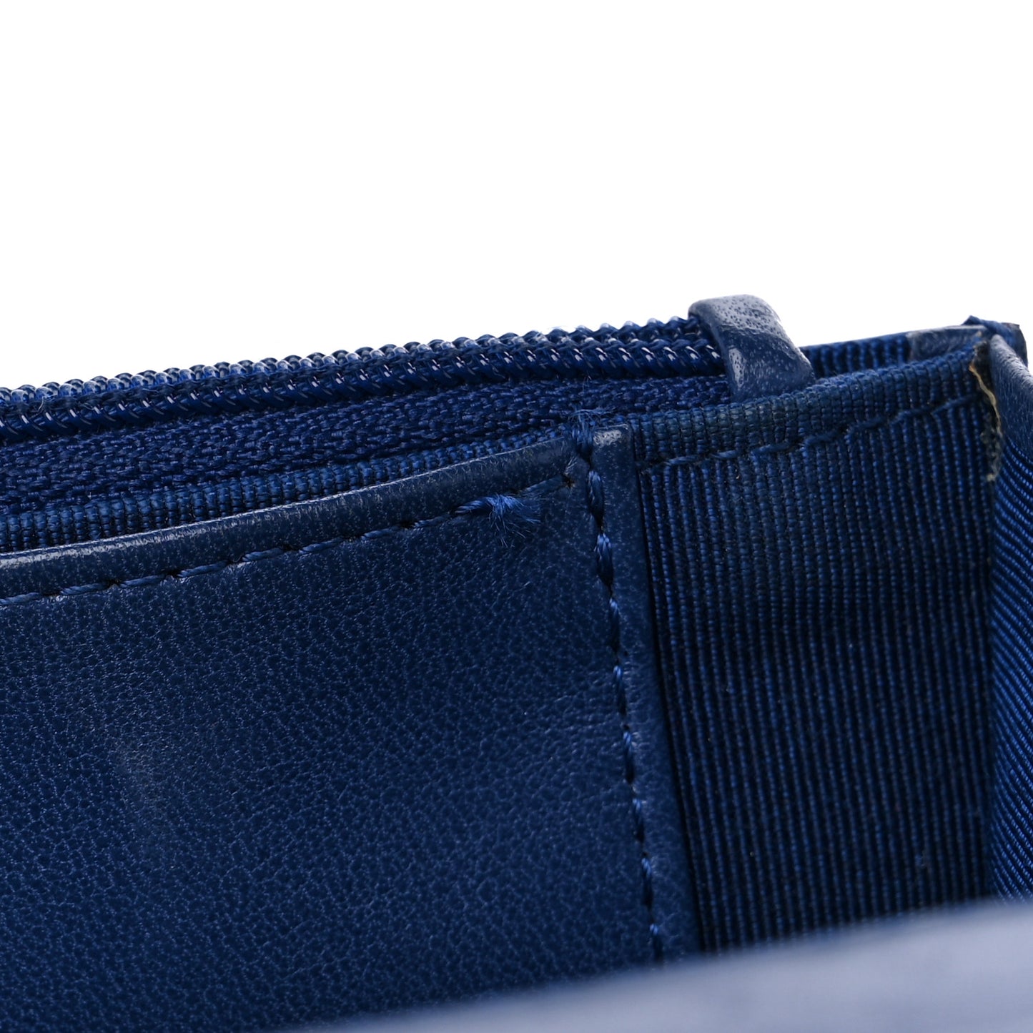 Perforated Lambskin Quilted Wallet On Chain WOC Blue