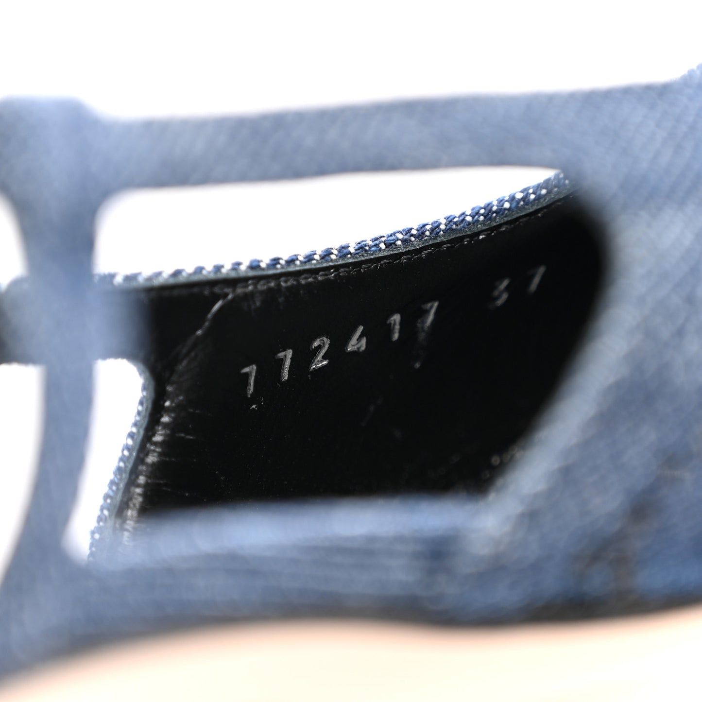 Denim GG Monogram Malaga Kid Crystal Square G 35mm Slingback Pumps 37 Blue