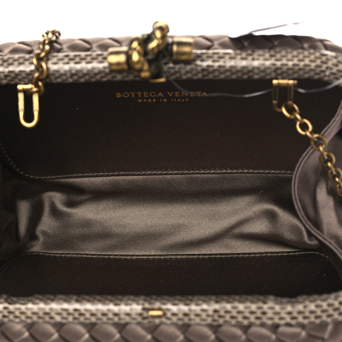 Satin Intreccio Impero Ayers Knot Clutch Taupe