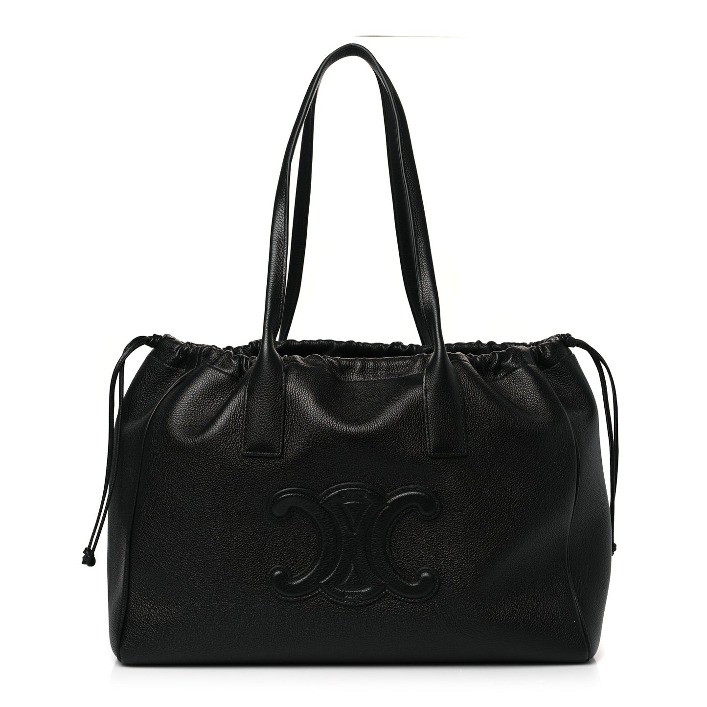 Grained Calfskin Cuir Triomphe Cabas Drawstring Black