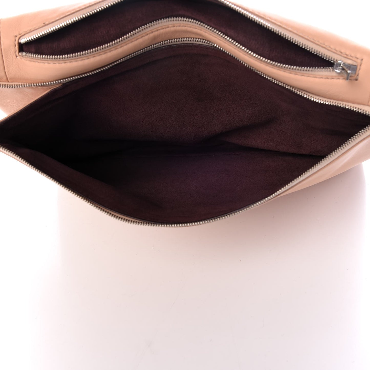 Lambskin Rolled Soft Trio Clutch Flesh