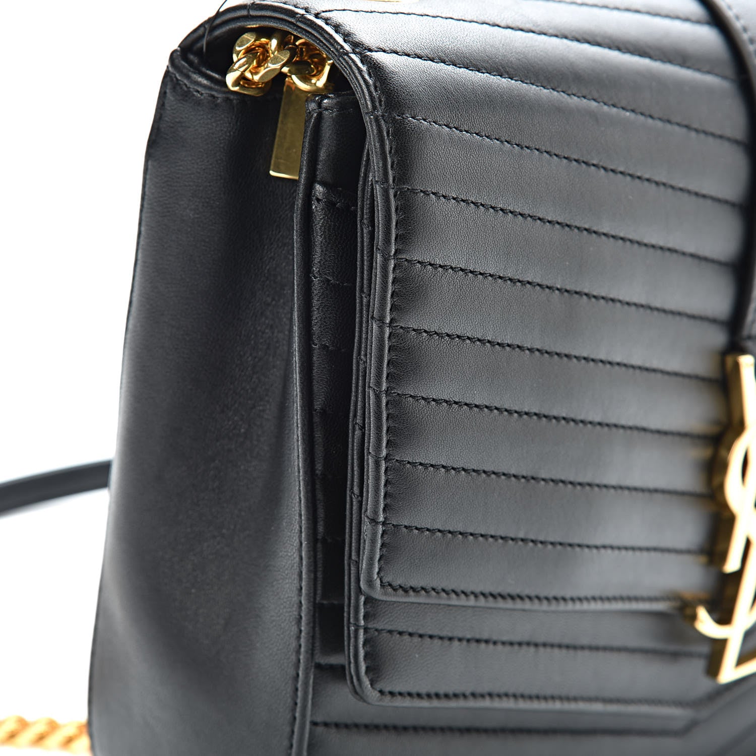 Saint Laurent Lambskin Matelasse Chevron Monogram Medium Sulpice Bag Black 12 of 18