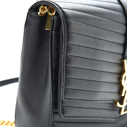 Saint Laurent Lambskin Matelasse Chevron Monogram Medium Sulpice Bag Black 12 of 18