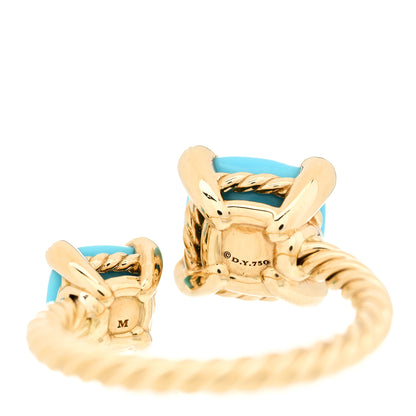 David Yurman 18K Yellow Gold Diamond Turquoise Chatelaine Bypass Ring 54 7 3 of 3