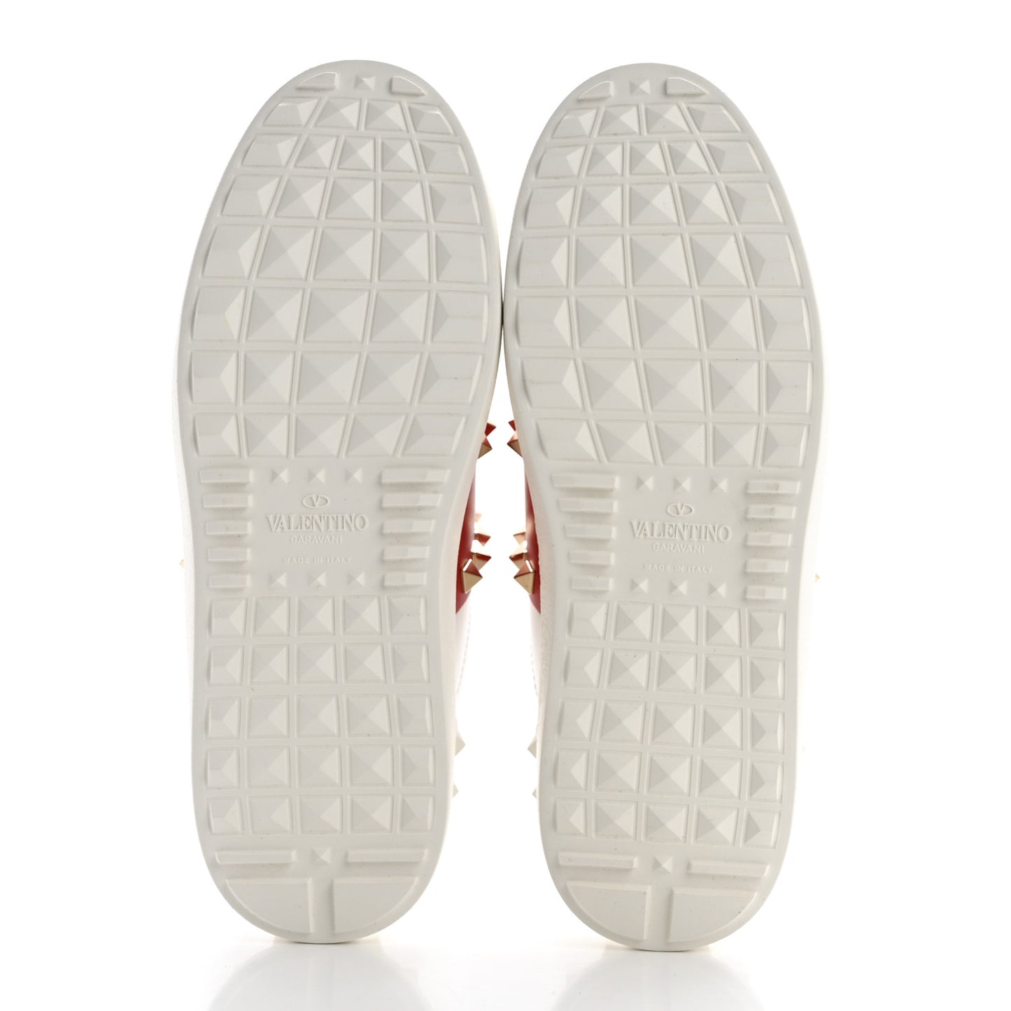 Calfskin Untitled Rockstud Slide Sneakers 36.5 White Red