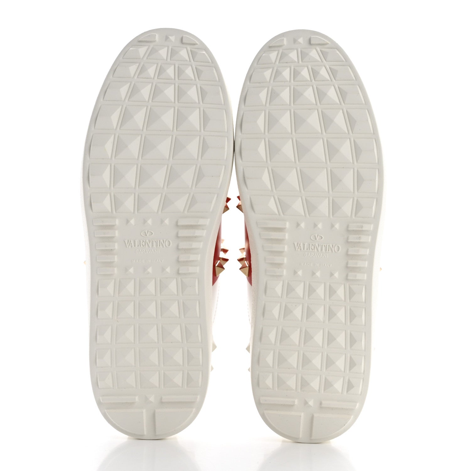 Valentino Garavani Calfskin Untitled Rockstud Slide Sneakers 36.5 White Red 5 of 10