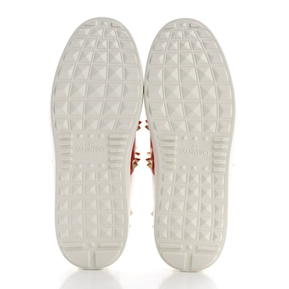 Valentino Garavani Calfskin Untitled Rockstud Slide Sneakers 36.5 White Red 5 of 10