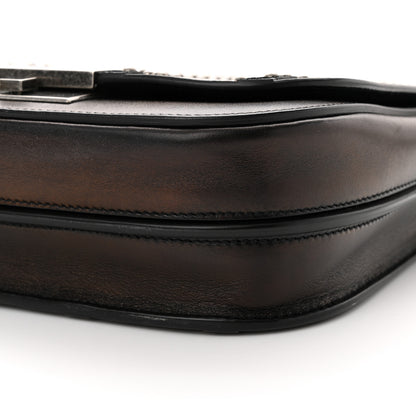 Saint Laurent Smooth Calfskin Suede Betty Stud Stripe Flap Messenger Black 10 of 14