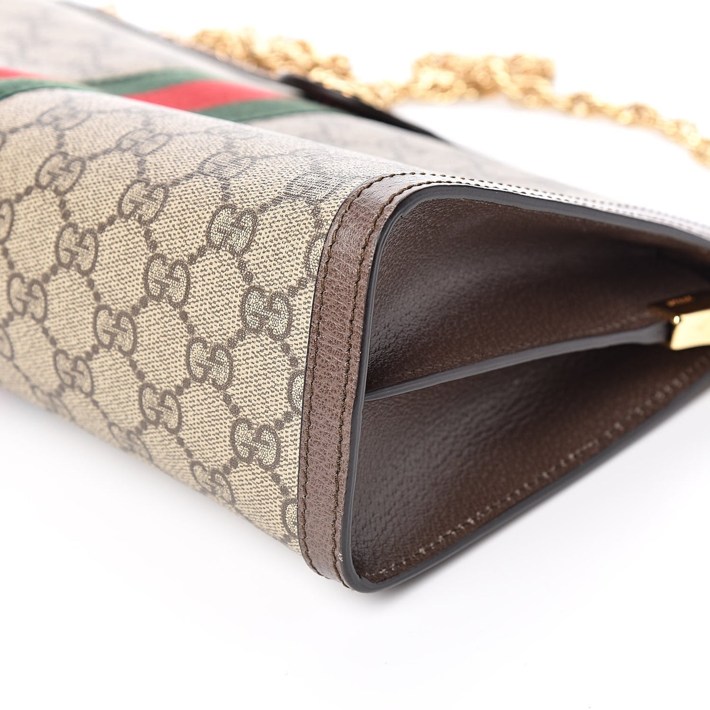 GG Supreme Monogram Web Medium Ophidia Chain Shoulder Bag Brown