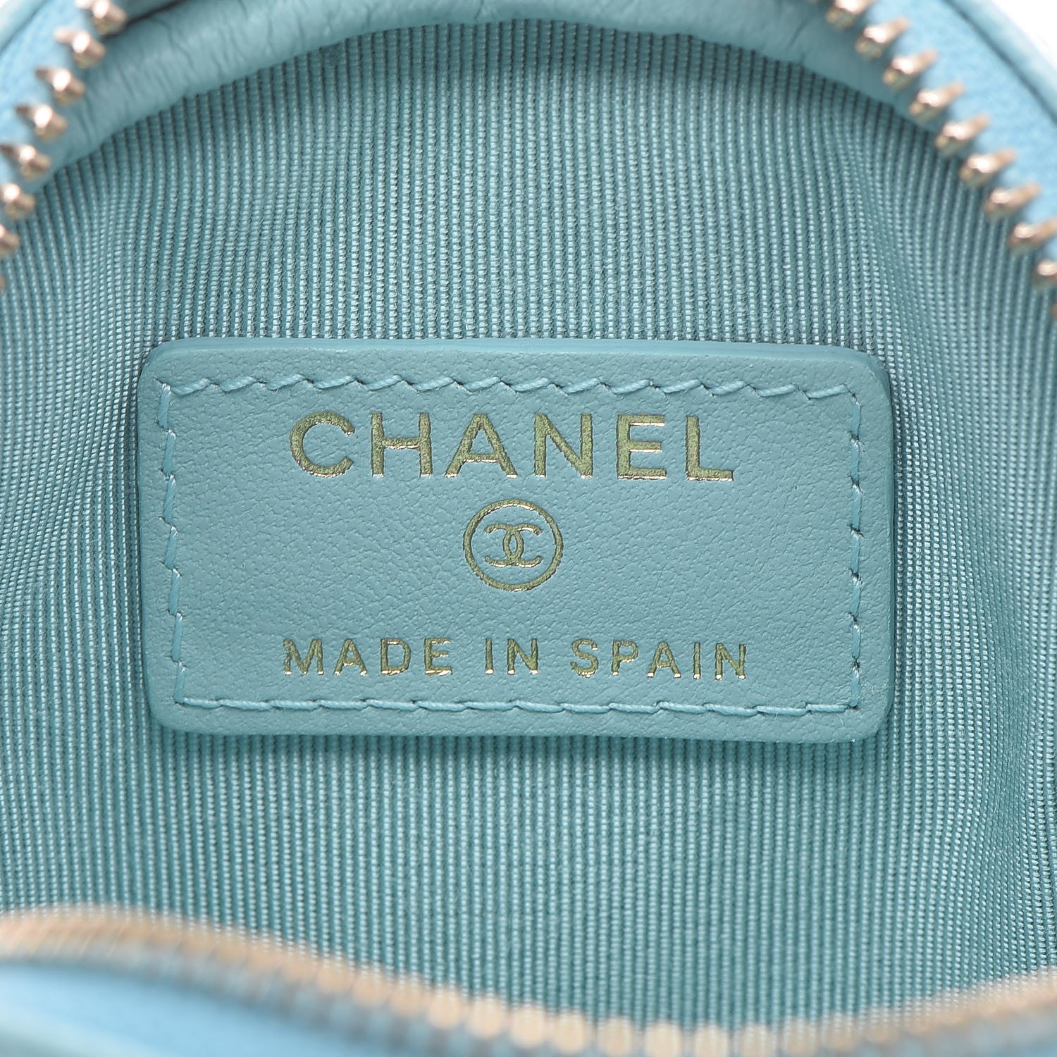 Chanel Caviar Quilted Zip Around Classic Coin Purse Light Blue 6 of 9