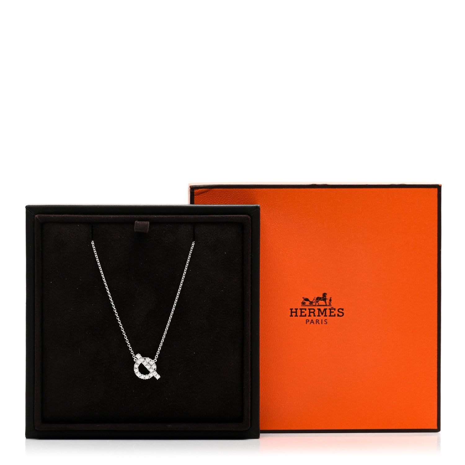 Hermes 18K White Gold Diamond Finesse Pendant Necklace 5 of 5