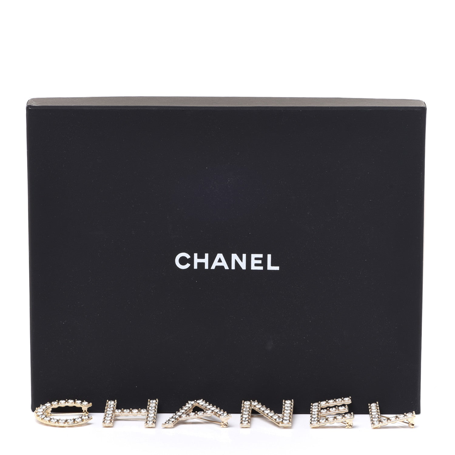 Chanel Crystal Cha-Nel Logo Brooch Set Gold 11 of 11