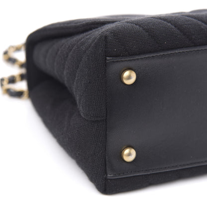 Chanel Jersey Chevron Quilted Small Coco Handle Flap Black 8 of 12