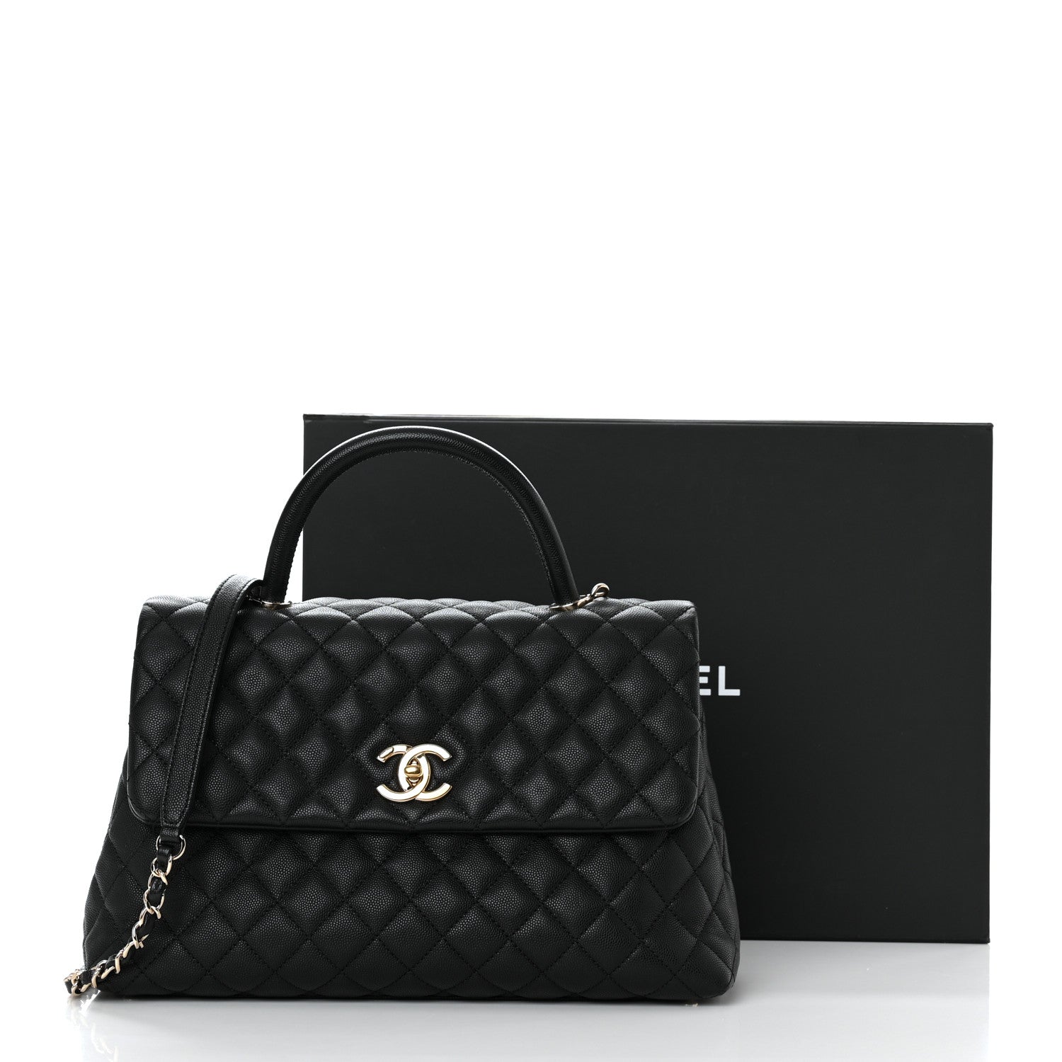 Chanel Caviar Quilted Medium Coco Handle Flap Black 11 of 11
