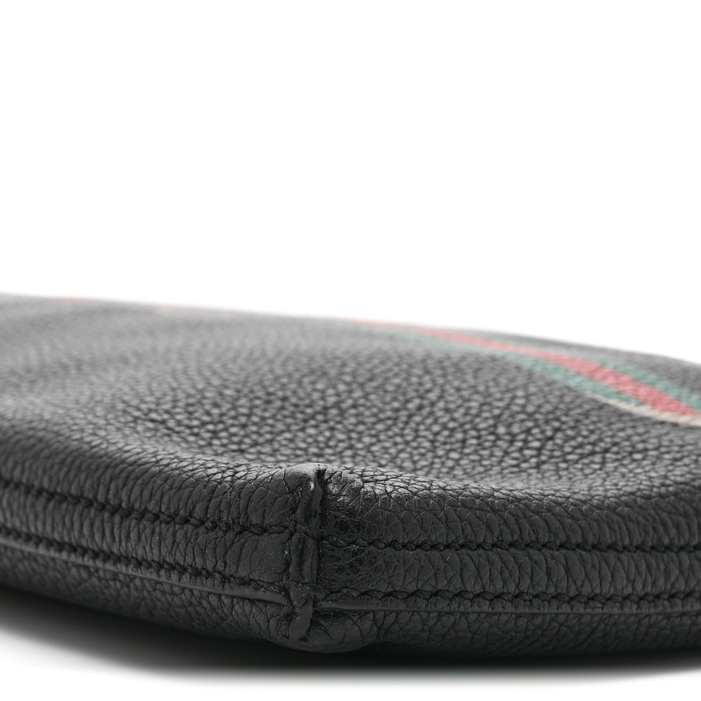 Pebbled Calfskin Medium Logo Portfolio Clutch Black