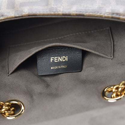 Fendi Glazed Fabric Vitello Century FF 1974 Stamp Patch Mini Double F Crossbody Bag Mogano Panna Black 8 of 13