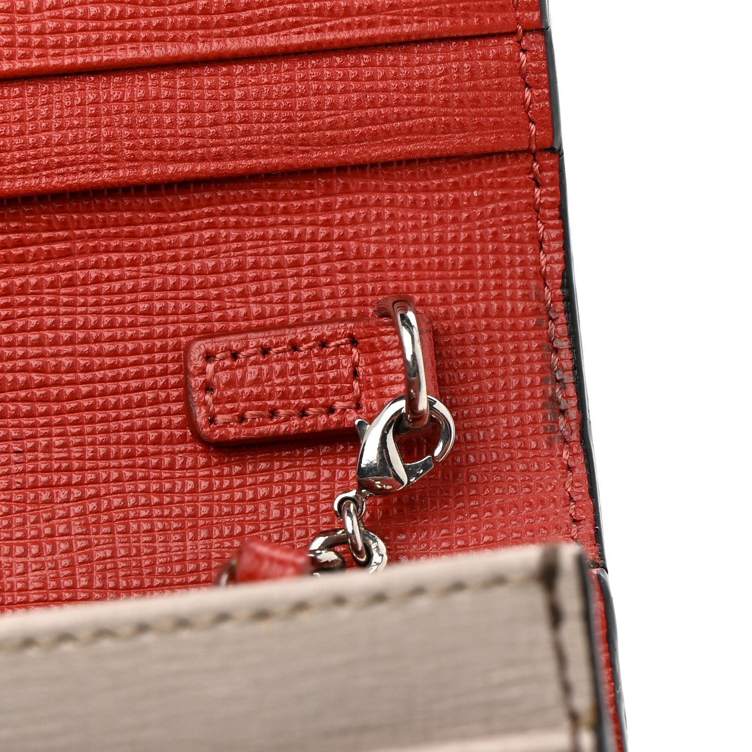 Fendi Vitello Elite Monster Eyes Studded Continental Wallet On Chain Carbone White Multicolor 11 of 13