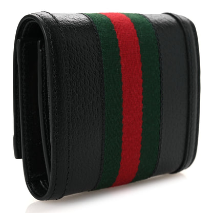 Gucci Textured Dollar Calfskin Web Ophidia Card Case Wallet Black 3 of 7