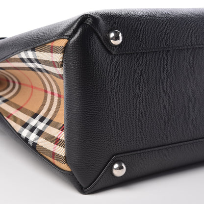 Burberry Derby Calfskin Vintage Check Medium Banner Tote Black 9 of 12