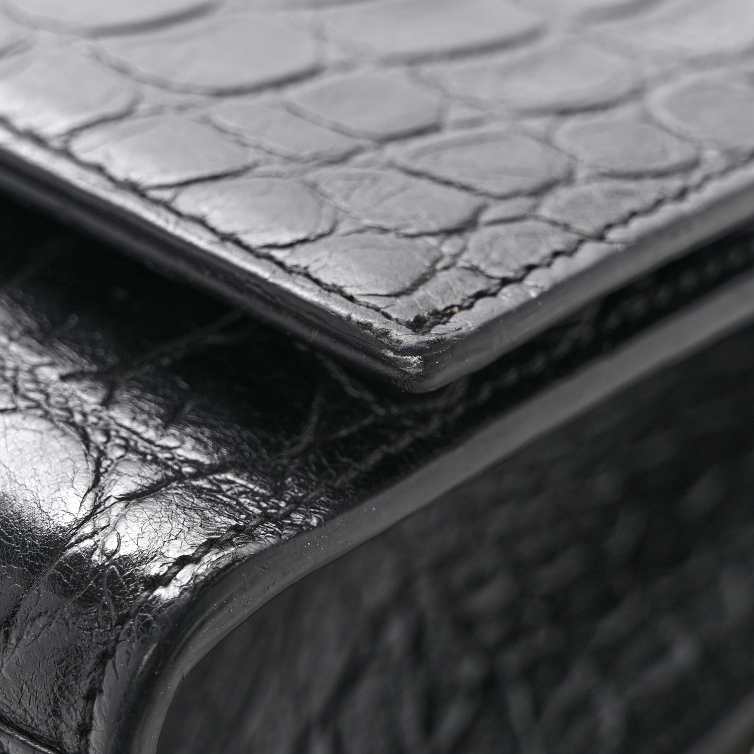 Saint Laurent Calfskin Crocodile Embossed Medium Classic Monogram Kate Tassel Satchel Black 11 of 13