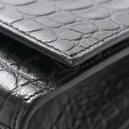 Saint Laurent Calfskin Crocodile Embossed Medium Classic Monogram Kate Tassel Satchel Black 11 of 13
