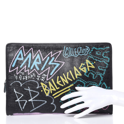 Balenciaga Agneau Arena Graffiti All Over Bazar Pouch Black Multicolor 2 of 10