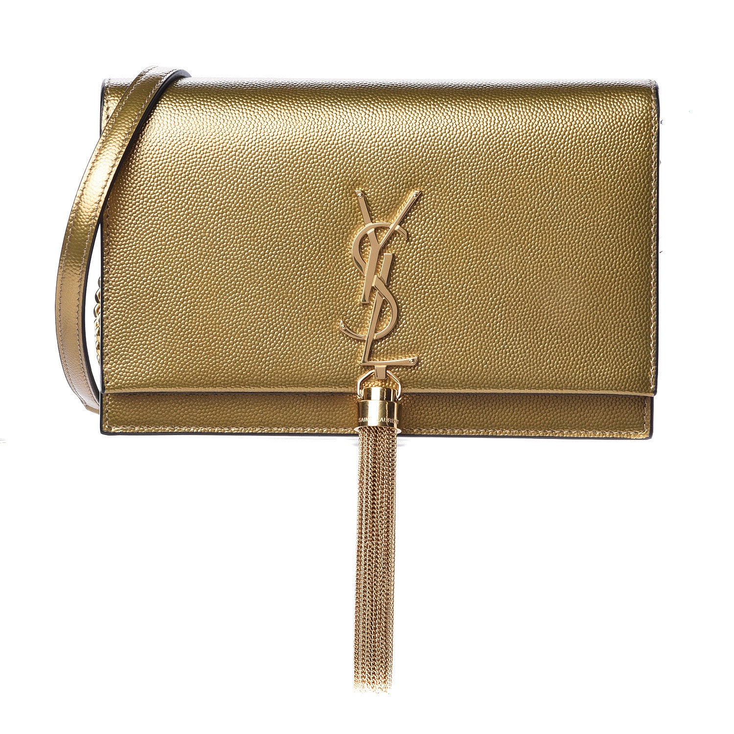 Saint Laurent Grain De Poudre Kate Monogram Tassel Chain Wallet Brome 1 of 10