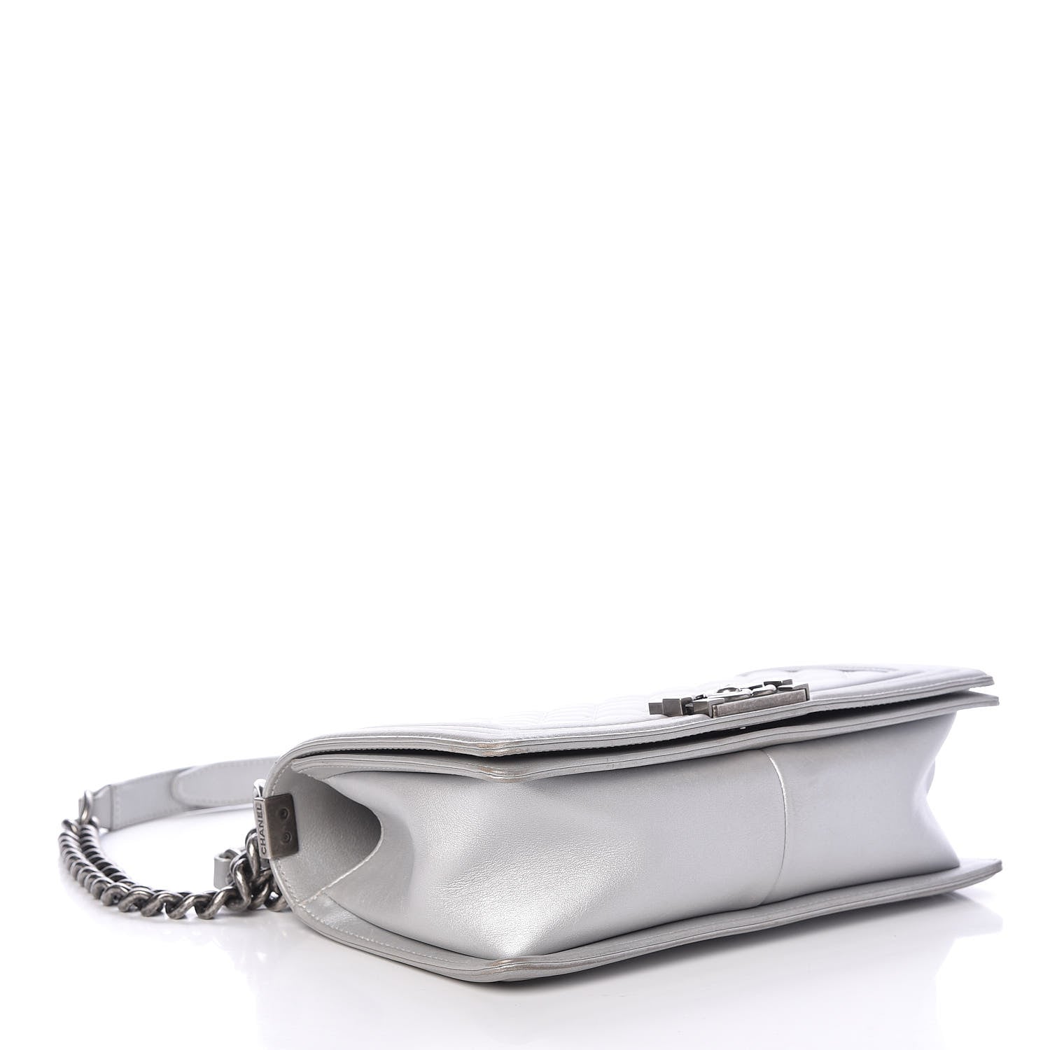 Chanel Metallic Lambskin Quilted Medium Boy Flap Silver 4 of 10