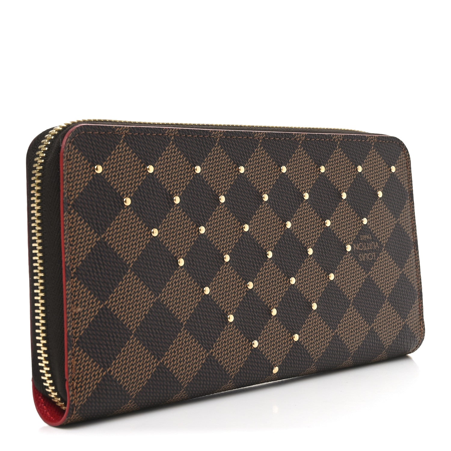 Louis Vuitton Damier Ebene Studded Zippy Wallet Cherry 3 of 6