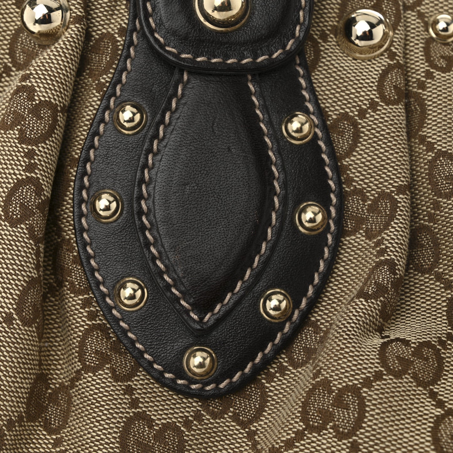 Monogram Studded Pelham Tote Dark Brown
