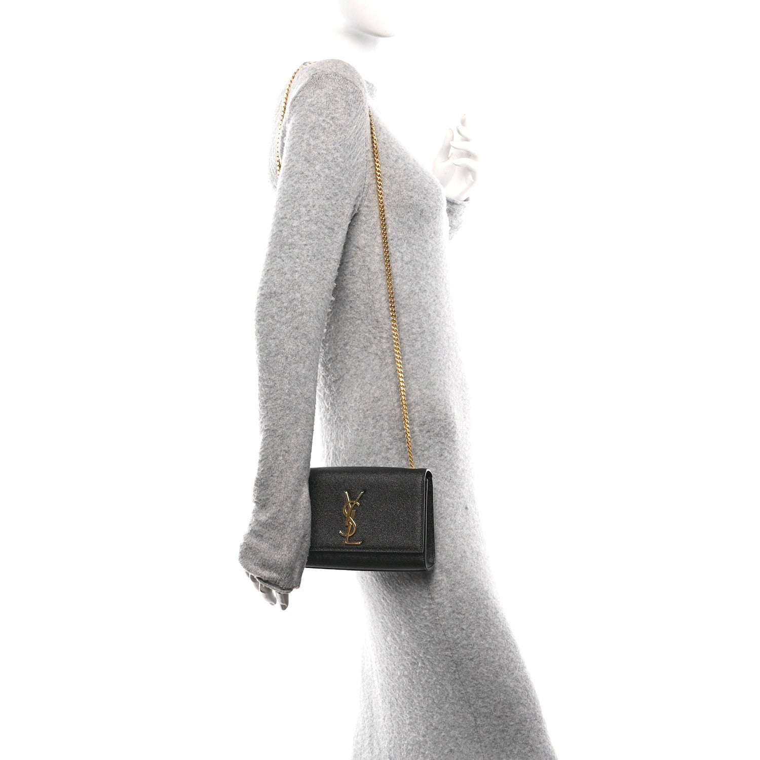 Saint Laurent Grain De Poudre Small Monogram Kate Satchel Black 2 of 11