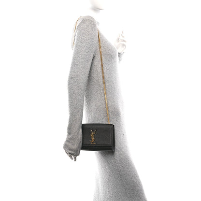 Saint Laurent Grain De Poudre Small Monogram Kate Satchel Black 2 of 11
