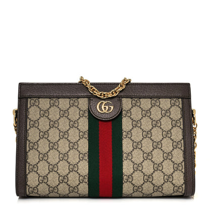 Gucci GG Supreme Monogram Web Small Ophidia Chain Shoulder Bag Brown 1 of 13