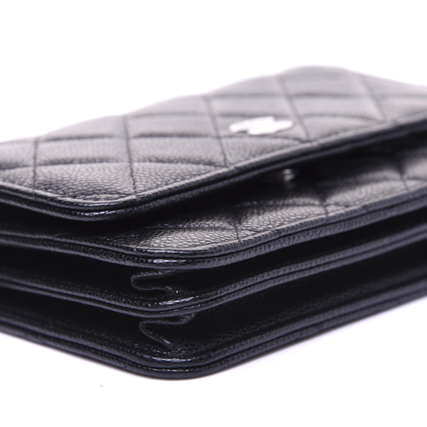 Caviar Quilted Mini Wallet On Chain WOC Black
