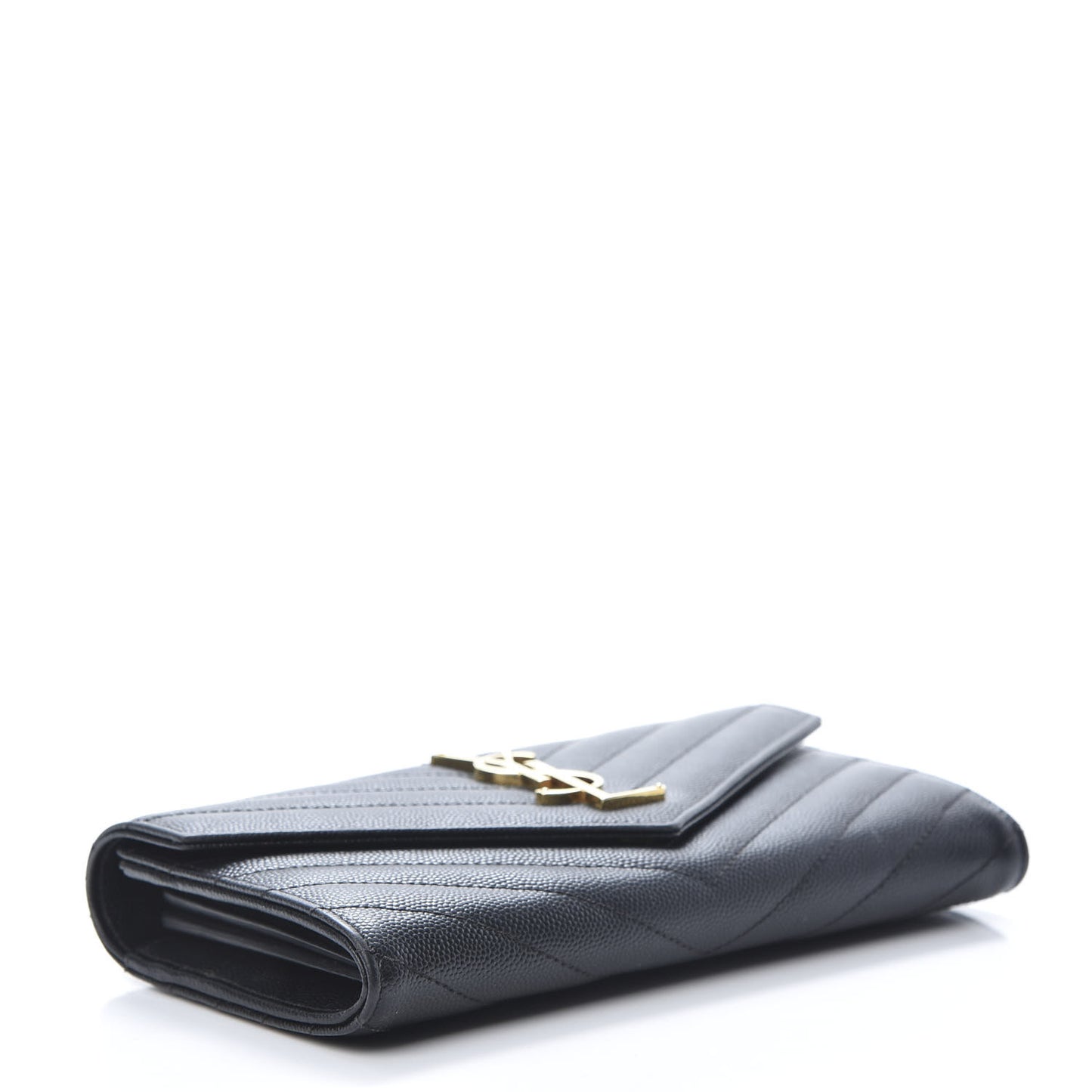 Grain De Poudre Matelasse Chevron Monogram Flap Wallet Black