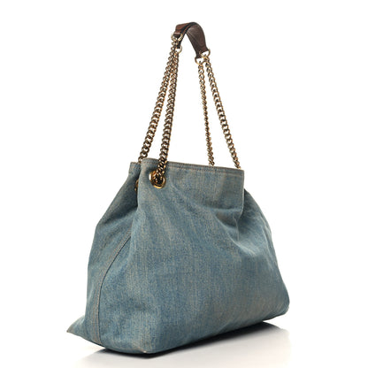Gucci Denim Medium Soho Chain Shoulder Bag Blue 3 of 12