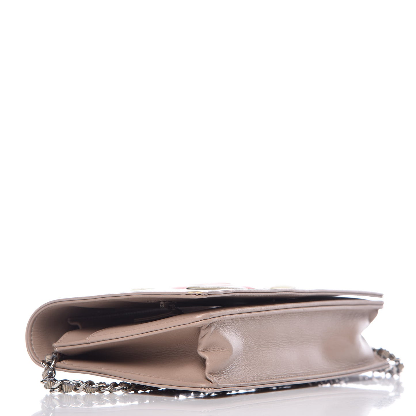 Vinyl Lipstick Wallet On Chain WOC Beige