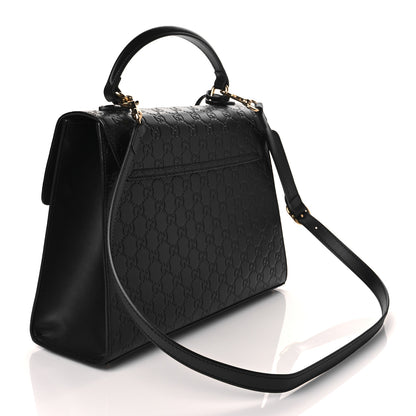 Gucci Guccissima Signature Medium Padlock Top Handle Bag Black 3 of 10