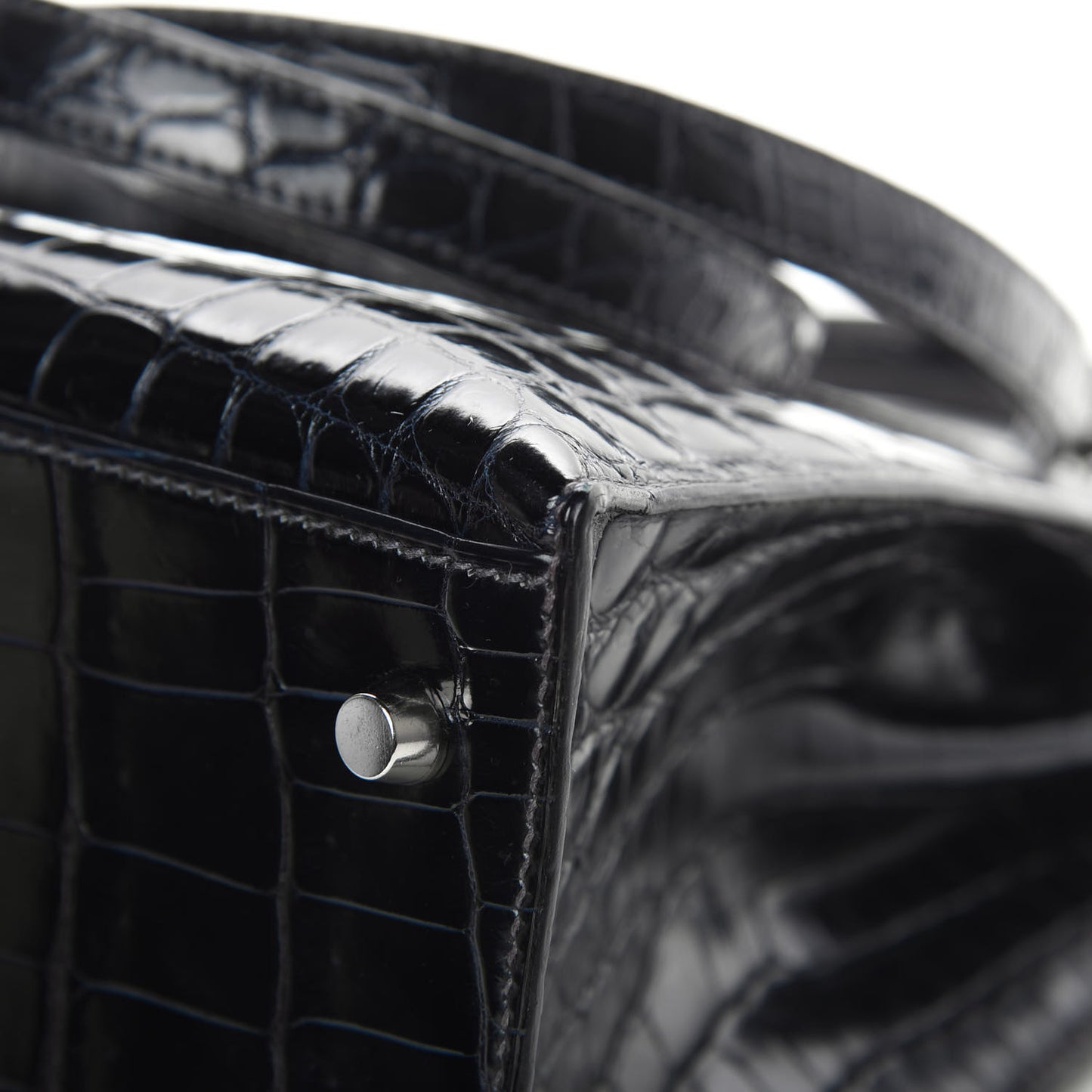 Shiny Niloticus Crocodile Kelly Sellier 28 Bleu Marine