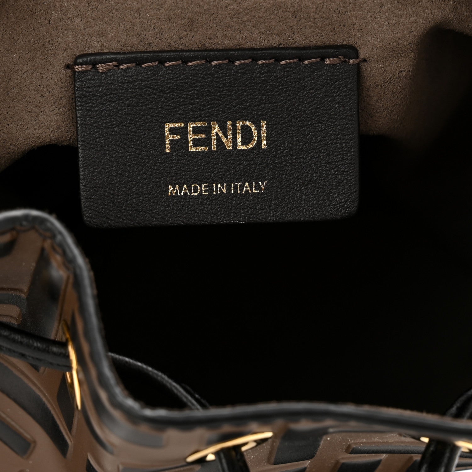 Fendi Vitello Liberty F is Fendi Bi-Color FF 1974 Embossed Mini Mon Tresor Bucket Bag Maya Black 6 of 10