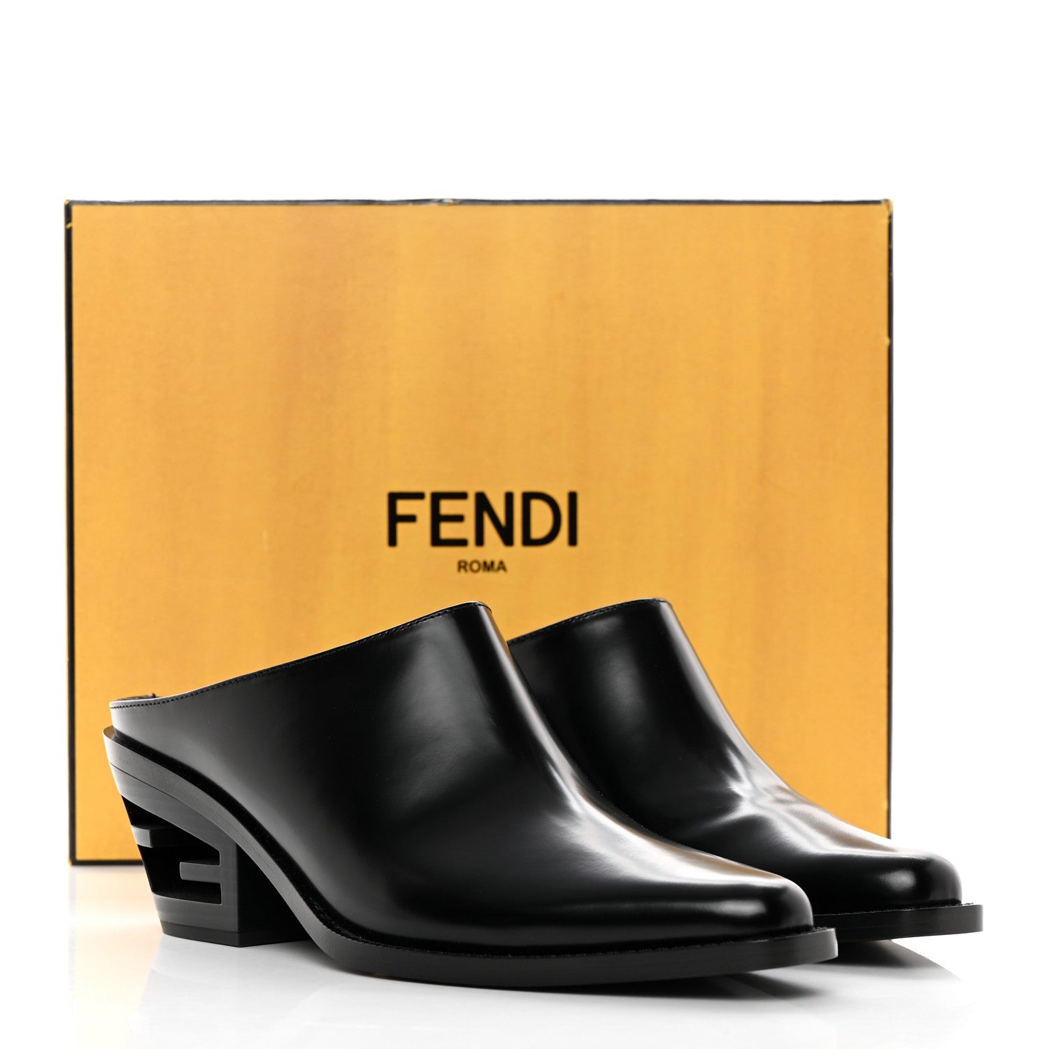Fendi Vitello Abrasivato FF Cut Mules 39.5 Black 11 of 11