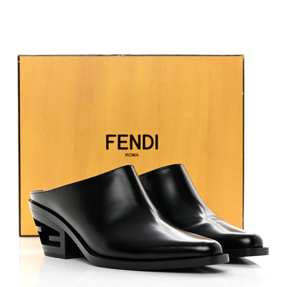 Fendi Vitello Abrasivato FF Cut Mules 39.5 Black 11 of 11