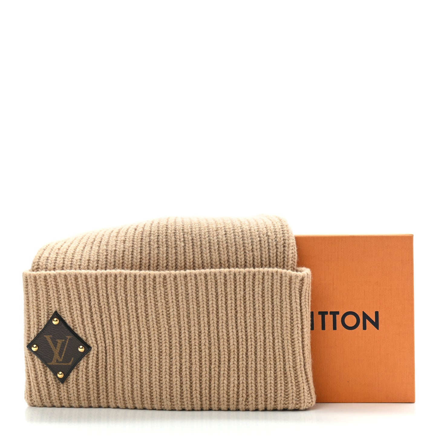 Wool LV initials Monogram Beanie Hat Beige