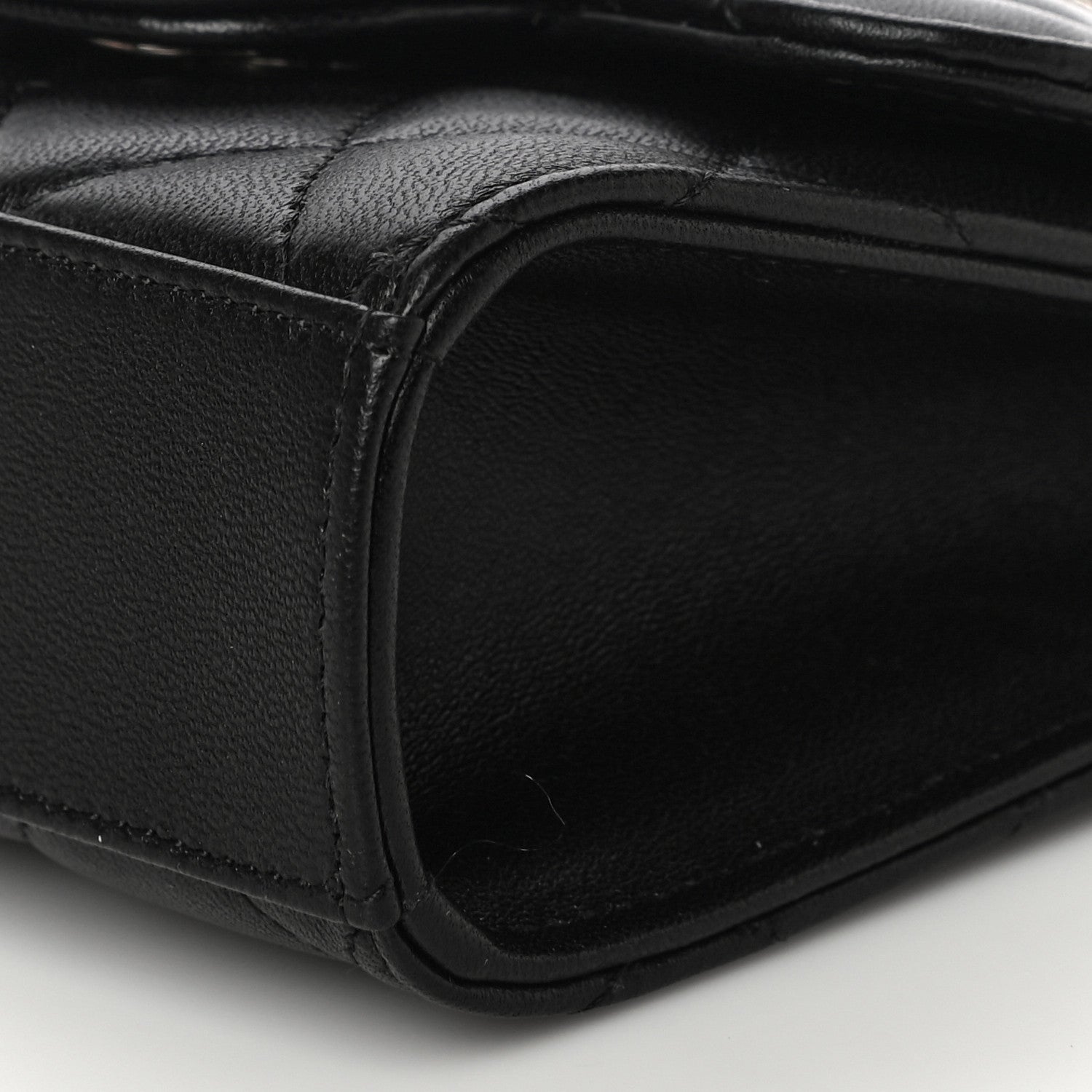 Chanel Lambskin Quilted Top Handle Flap Clutch With Chain Black 11 of 12