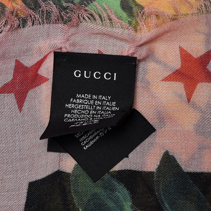 Gucci Modal Silk Cashmere Garden Print Shawl Black 4 of 9