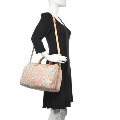 Louis Vuitton Damier Azur Tahitienne Speedy Bandouliere 30 Rose Ballerine 2 of 12