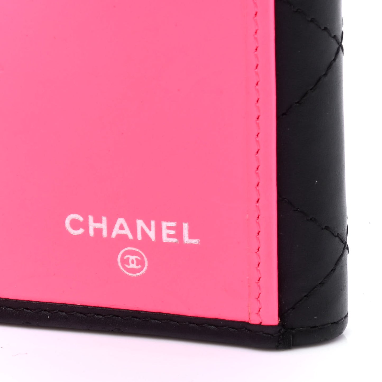 Calfskin Quilted Cambon Long Double Wallet Black