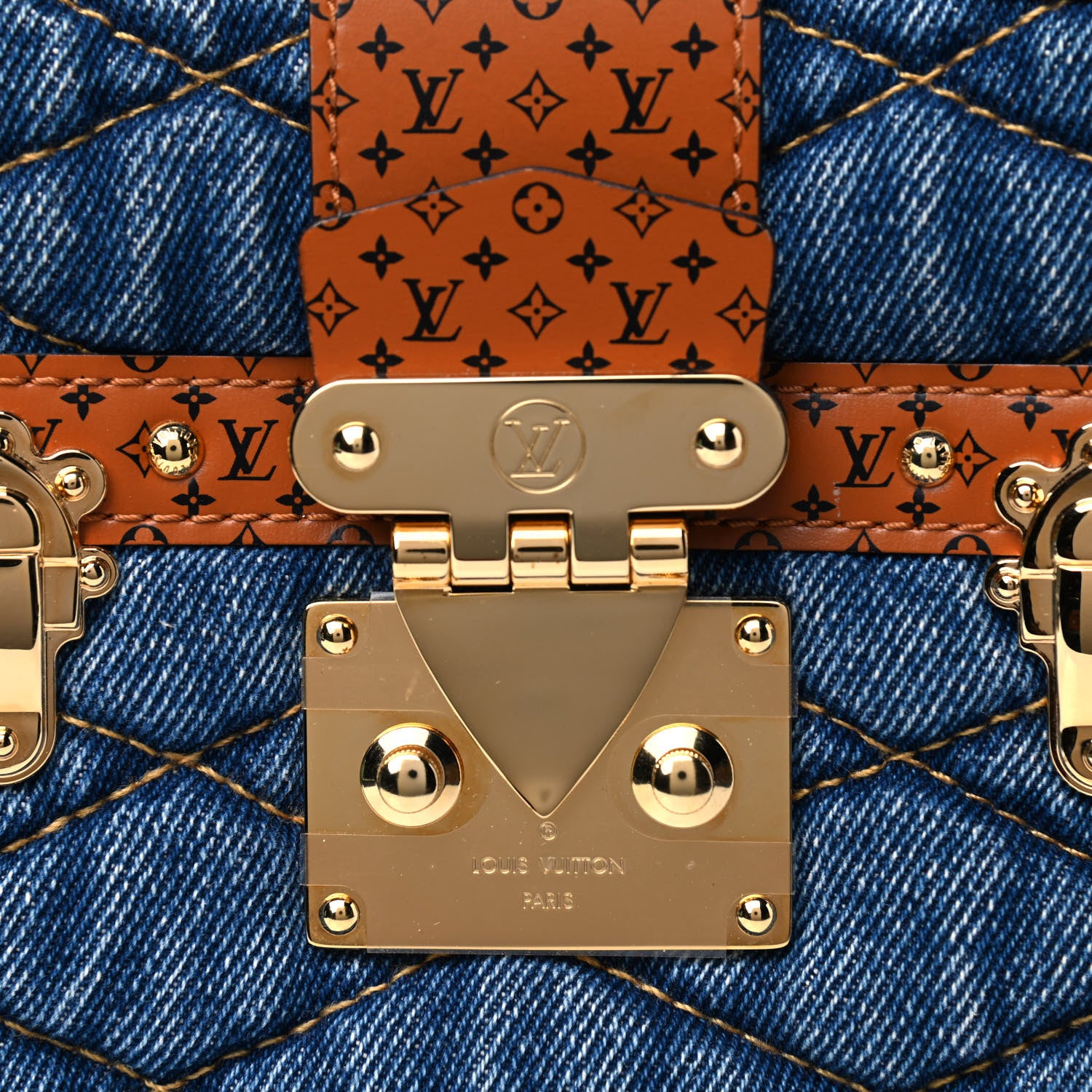 Louis Vuitton Denim Calfskin Malletage Trunk Clutch Light Blue 7 of 7