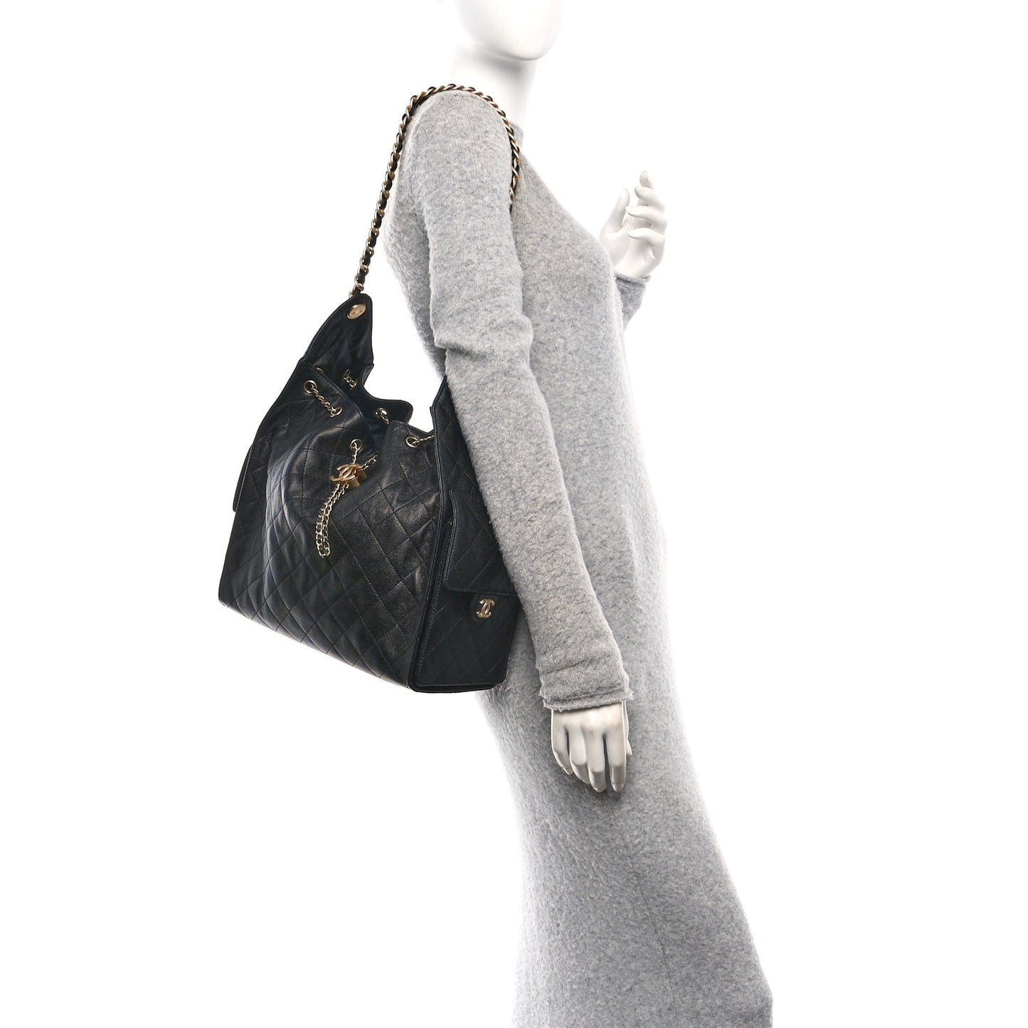 Caviar Quilted Medium Chanel 25 Handbag Black