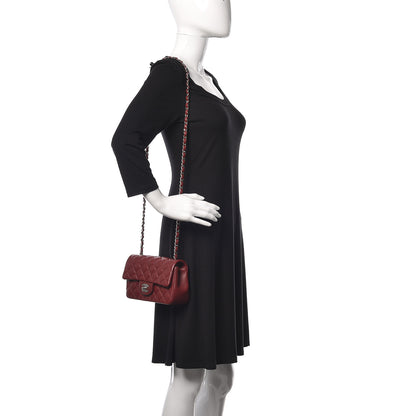 Chanel Lambskin Quilted Mini Rectangular Flap Dark Red 2 of 9